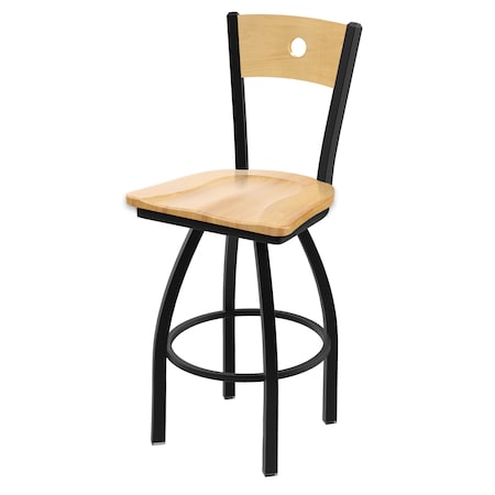 Holland Bar Stool Co 25" Swivel Counter Stool, Black Wrinkle, Nat Back, Nat Maple Seat 83025BWNatMplBNatMpl